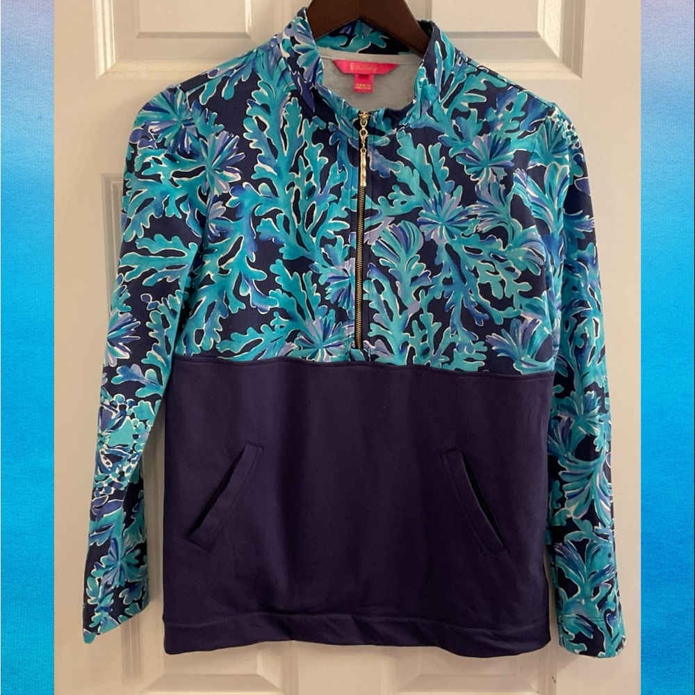 Lilly Pulitzer Asher Popover - In Too Deep - Bright Navy - Size Small